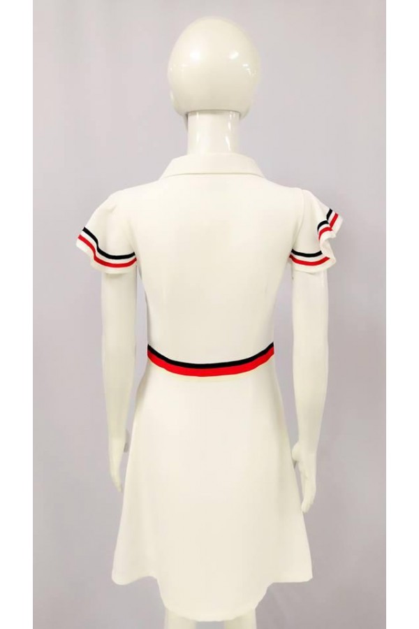 KRISNA FLOUNCE DESIGN DRESS WHITE 21555