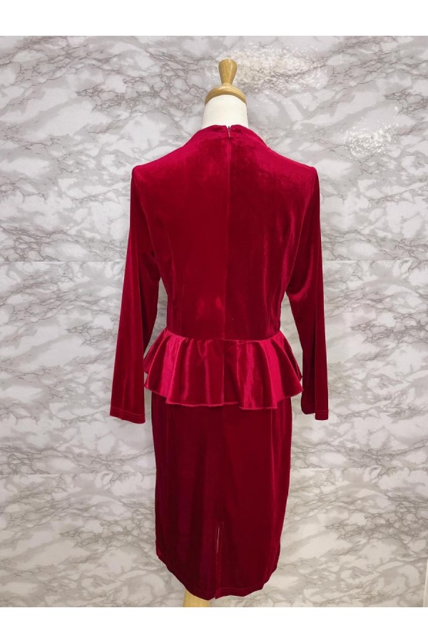 DRESS MAROON 004