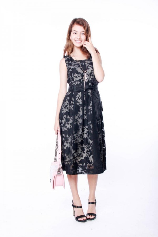 BLACK AND BROWN LACE DRESS