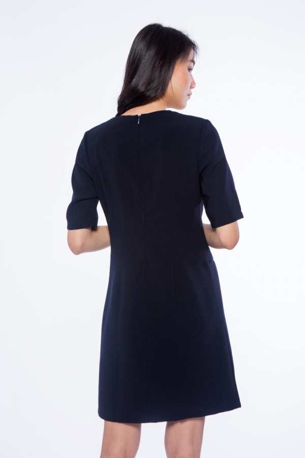 RELAXED FIT SCARF BOW DRESS BLUE 20070