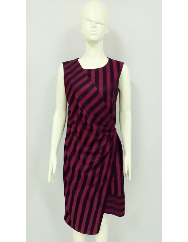 GRAYCE STRIPE DESIGN DRESS 22012 MAROON 