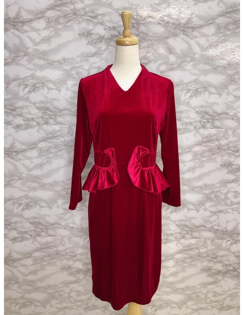 DRESS MAROON 004