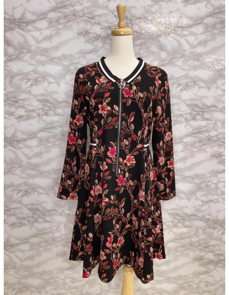 DRESS BLACK FLORAL 007