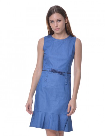 Sleeveless in Blue With Ribbon