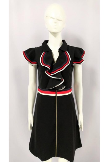 KRISNA FLOUNCE DESIGN DRESS BLACK 21555