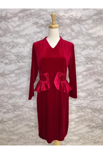 DRESS MAROON 004