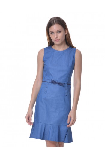 Sleeveless in Blue With Ribbon