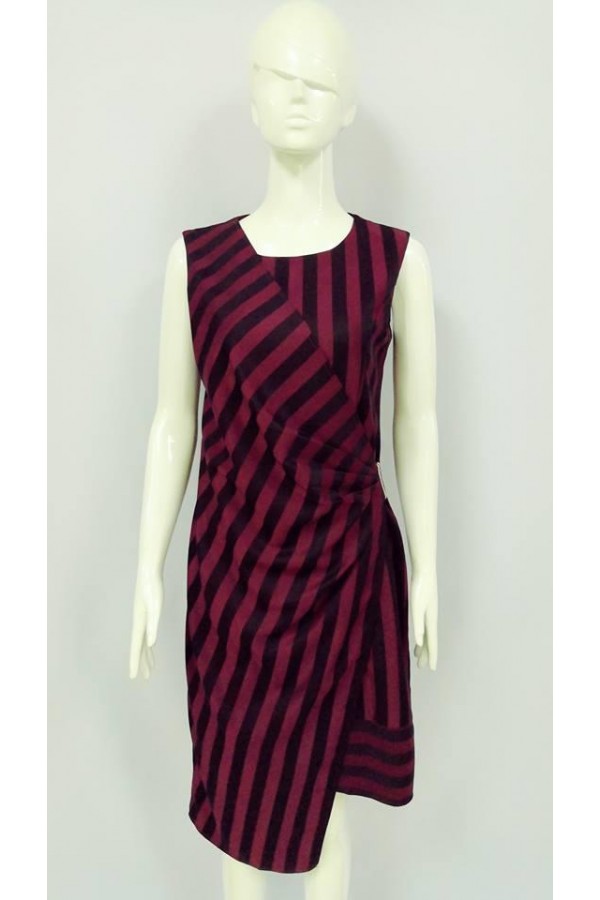 GRAYCE STRIPE DESIGN DRESS 22012 MAROON 