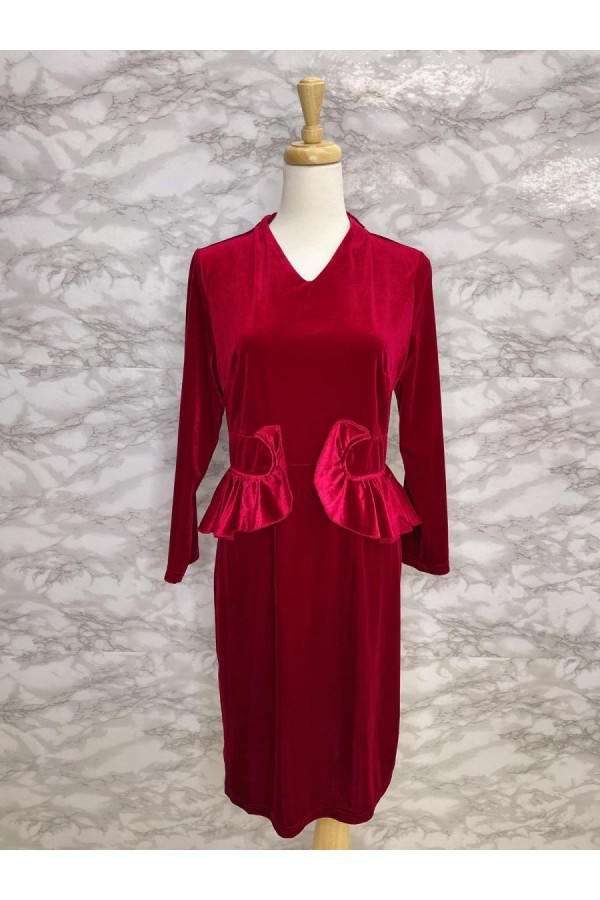DRESS MAROON 004