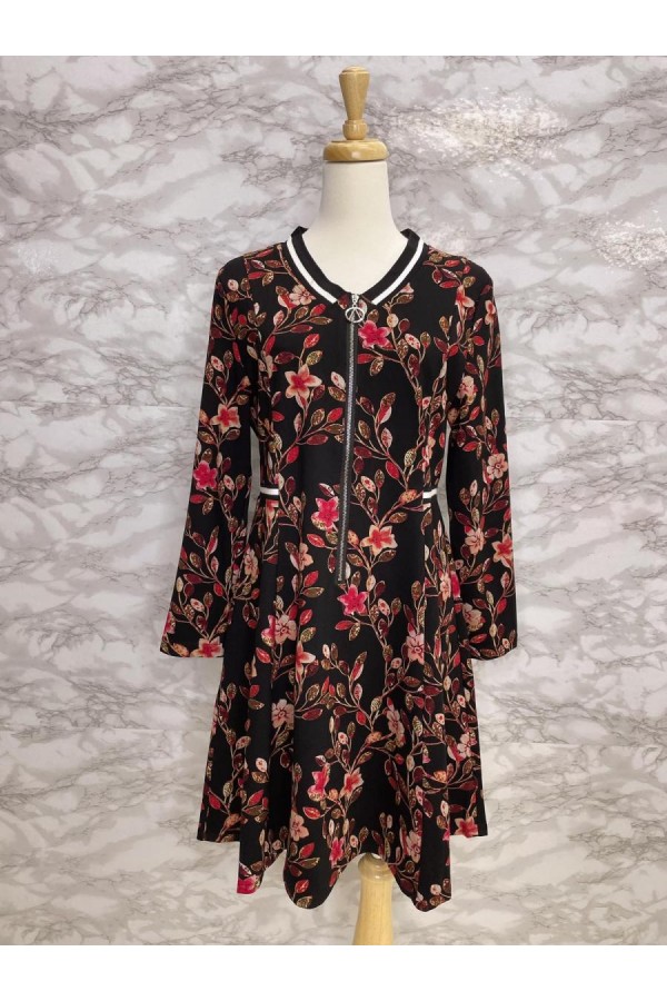 DRESS BLACK FLORAL 007